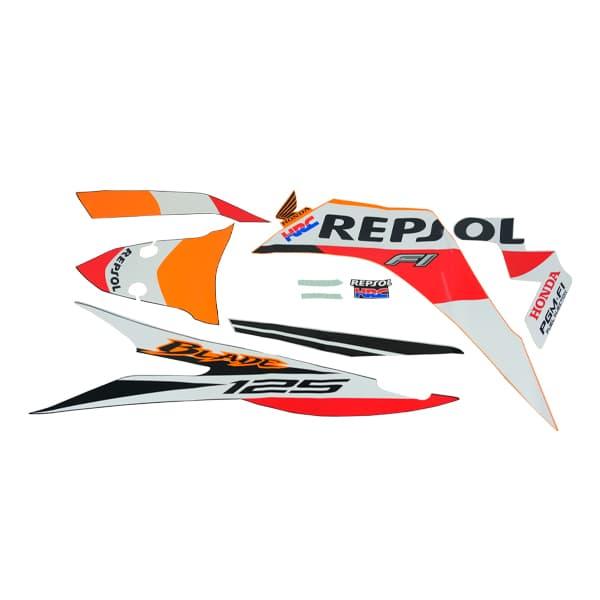 Sticker Body Set Kiri Orange Hitam Honda Blade 125 FI K47