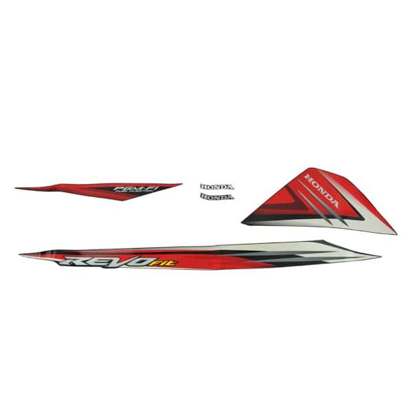 Sticker Body Set Kanan Hitam Merah Honda Revo 110 FI