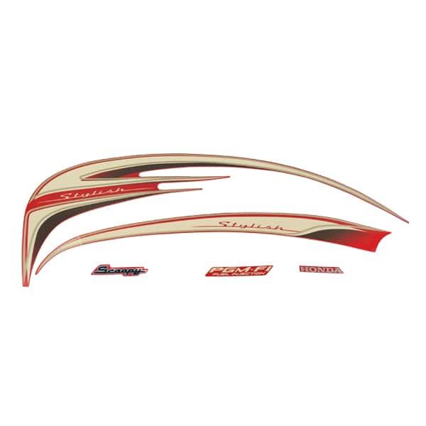 Sticker Body Set Kiri Merah Beige Honda Scoopy FI K16G