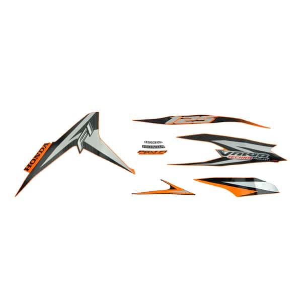Sticker Body Set Kiri Oranye Honda Vario Techno 125 Helm-In FI
