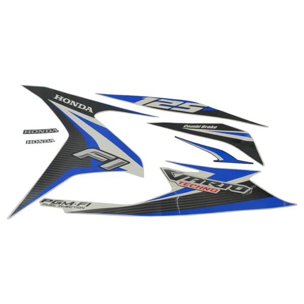 Sticker Body Set Kiri Putih Biru Honda Vario Techno 125 FI STD