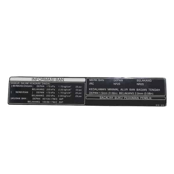 Label Informasi Ban Honda CB150 Verza