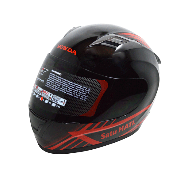 Helm Honda Full Face KYT Black Red (M)