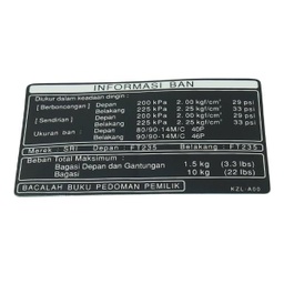 [87505KZLA00] Label Tire Honda Spacy Karburator