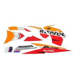 [871X0K07970ZAL] Sticker Body Set Kiri Orange Hitam Honda Blade 110 K07