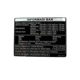 [87505K59A70] Sticker (Label Tire) – New Vario 150 eSP K59J